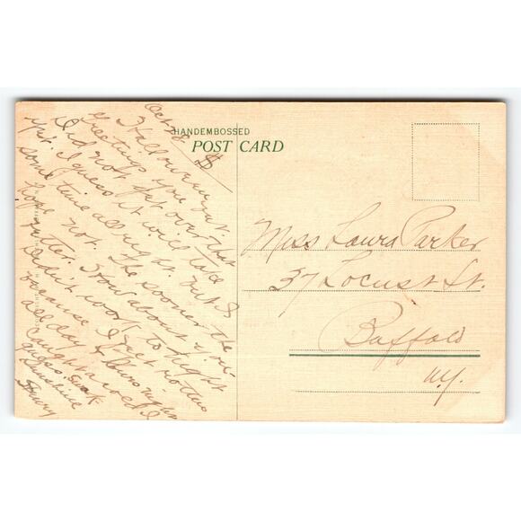 Vintage 1907-1915 Halloween Postcard H. L. Woehler HLW Kids Fence & JOL Scarce - Picture 2 of 2